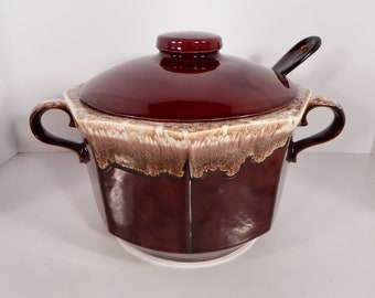 McCoy Pottery BROWN DRIP Soup Tureen #226 with Lid and Ladle Vintage Made in USA