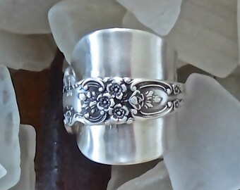 Sterling Gorham Spoon Ring.  Original stamps of Lion, Anchor, G, Sterling and PAT.1900. Gorham Buttercup pattern. Demitasse Spoon. Size 6.25