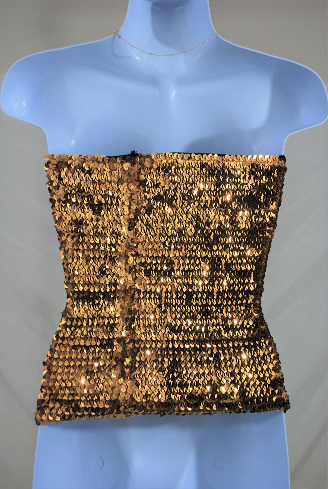 90s Does 70's Vintage Gold Sequin Tube Top Size XS Etsy