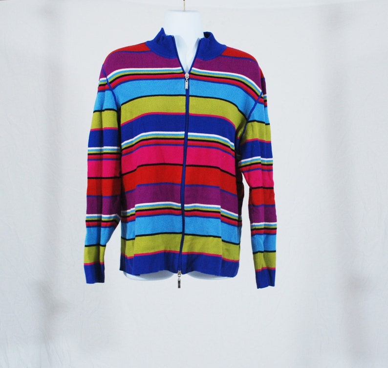 90s Y2K Bright Primary Color Zip up Mod Neck Sweater Vintage - Etsy Denmark