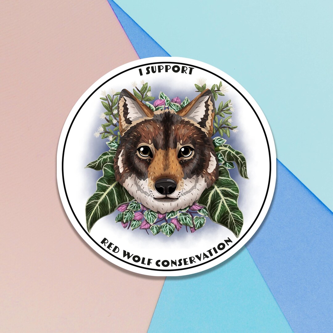 Red Wolf Sticker Animal Sticker Weatherproof Decal Etsy