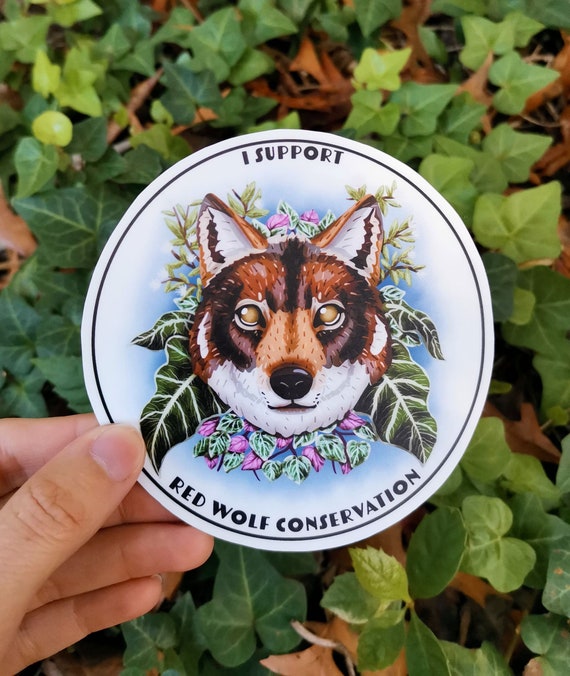 Red Wolf Sticker Animal Sticker Weatherproof Decal Etsy