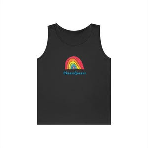 Camiseta regata unissex de algodão pesado Rainbow Pride, vestuário LGBTQ+, roupa de verão, roupa para festivais, presente para amigos