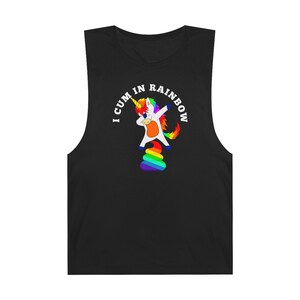 Unisex Rainbow Unicorn Tank Top, Fun Summer Shirt for Pride, Cute Gift for Friends, Festival Wear, LGBTQ+ Apparel, Playful Look
