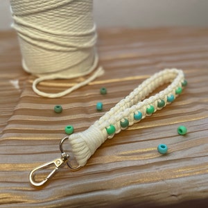 Macrame Keychain Beaded Wristlet - MULTIPLE COLORS AVAILABLE