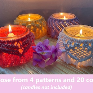 Macrame Covered Jar - *Recycled Fiber*, 4 Designs, Multiple Colors