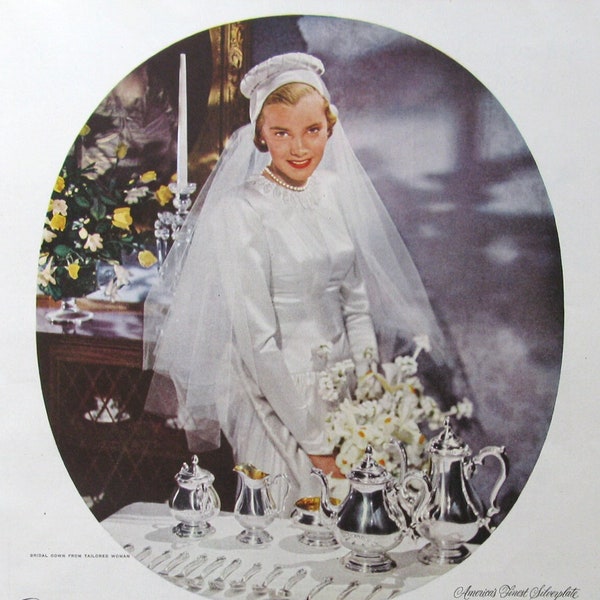 1948 Ad for 1847 Rogers Bros Silverplate - 1940s Bride - International Silver Company - Vintage Cutlery Ads