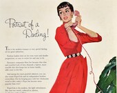 1954 Pepsi Cola Ad - Portrait of a Darling - Retro 50s Party Decor - Gift for a Socialite - Len Steckler Art Illustration