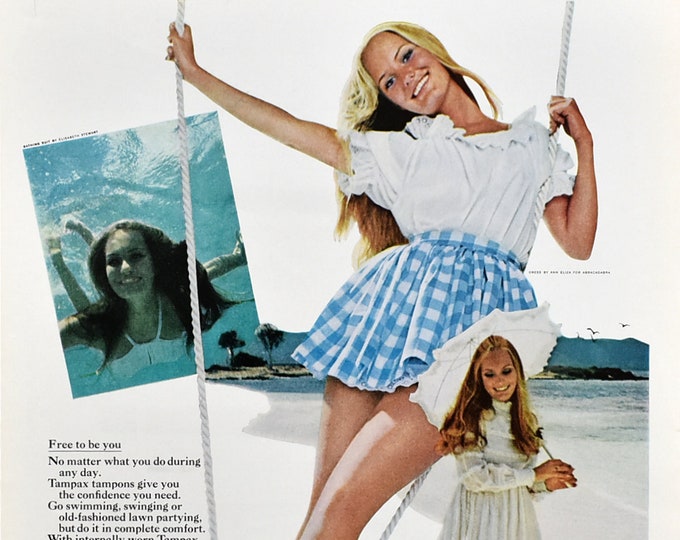 1969 Tampax Tampons Ad Retro 60s Wall Decor Women's Fashion 60s Midcentury Americana 1960s Beach