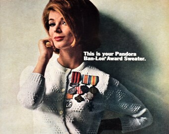 Vintage Pandora Sweater / Vintage Cream Patterned Sweater