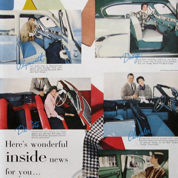 1954 Chrysler Cars Ad, 1950s Convertibles, Vintage Auto Ads, Dodge Royal Coupe, Retro Garage Decor, Automoble Wall Art