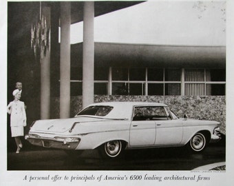 1963 Chrysler LeBaron Car Ad, 1960s Luxury Cars, Vintage Auto Ads, 60s Garage Decor, Black and White Wall Art Print