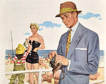 images 1950'S Retro Beach Art 50s beach print etsy