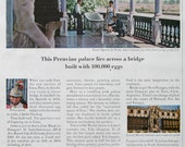 1963 Panagra Print Ad - Quinta de Presa in Lima, Peru - Rococo Style Villa, Peruvian Palace - 1960s Airline Advertising