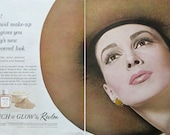 1963 Revlon Touch Glow Liquid Makeup Ad - 1960s Revlon Ads - Retro Beauty Decor