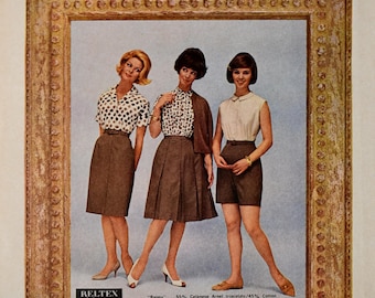 1963 Bradley Knitwear Ad, Vintage Fashion Ads, 1960's Women, Retro Dress Shop Decor