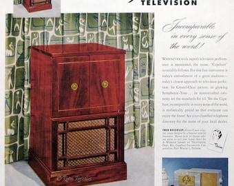 1951 Capehart Charlestown Television Ad -  TV Cabinet Design - 1950s Vintage Electronics - Retro Home Decor Ideas