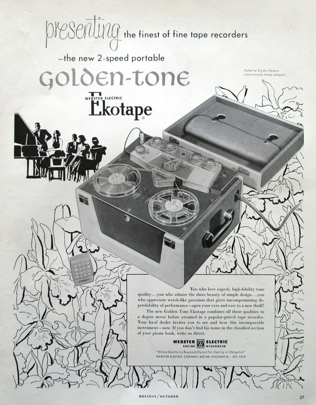 1953 ster Electric Ad Golden Tone Ekotape 1950s Tape Recorder Ad Etsy