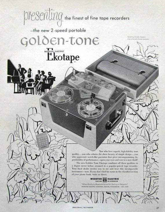 1953 Webster Electric Ad - Golden Tone Ekotape - 1950s Tape Recorder Ad