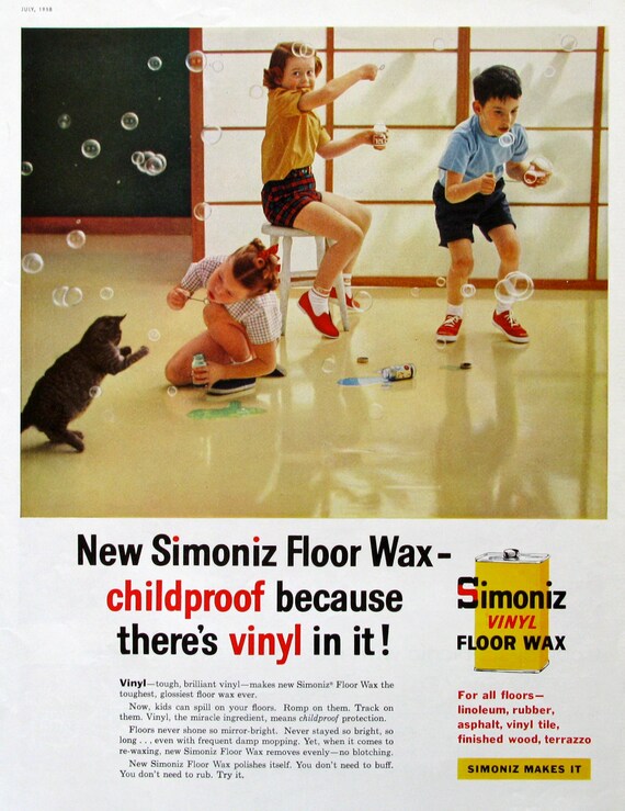 1959 Simoniz Floor Wax Ad Children Blowing Bubbles Dancing Etsy
