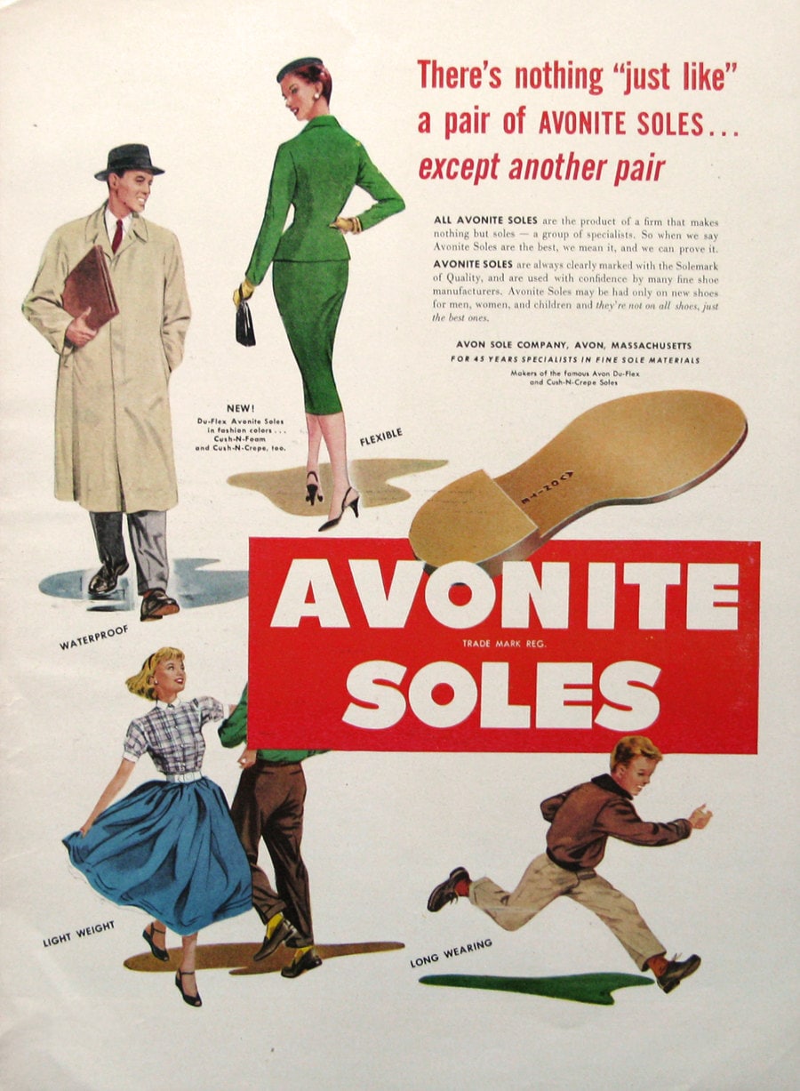 VINTAGE MEN'S SHOES Ad Retro Leather Shoes Ad Gentleman 