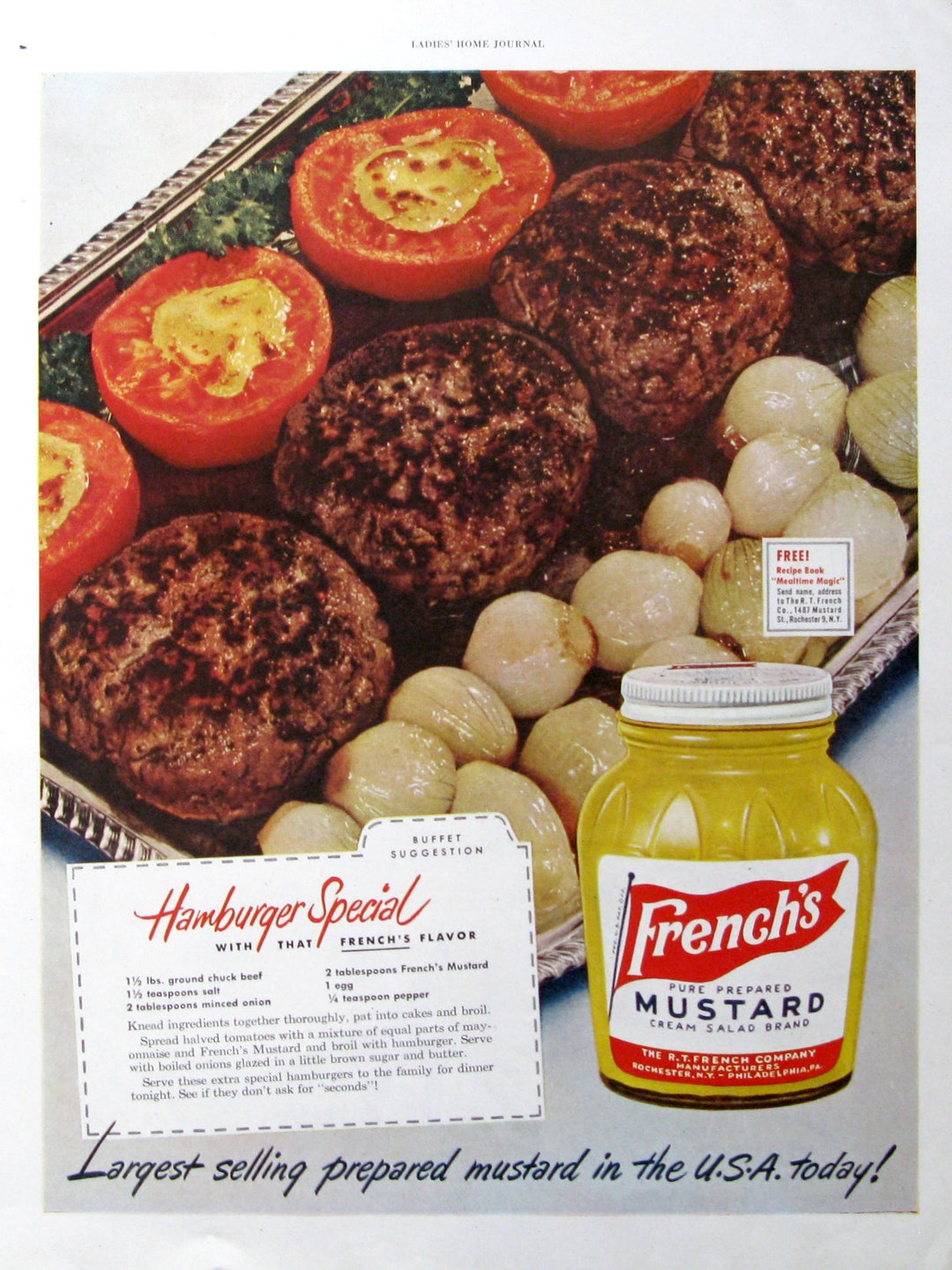 1948 French's Mustard Vintage Ad, 1940s Food Ads, Farmhouse Kitchen