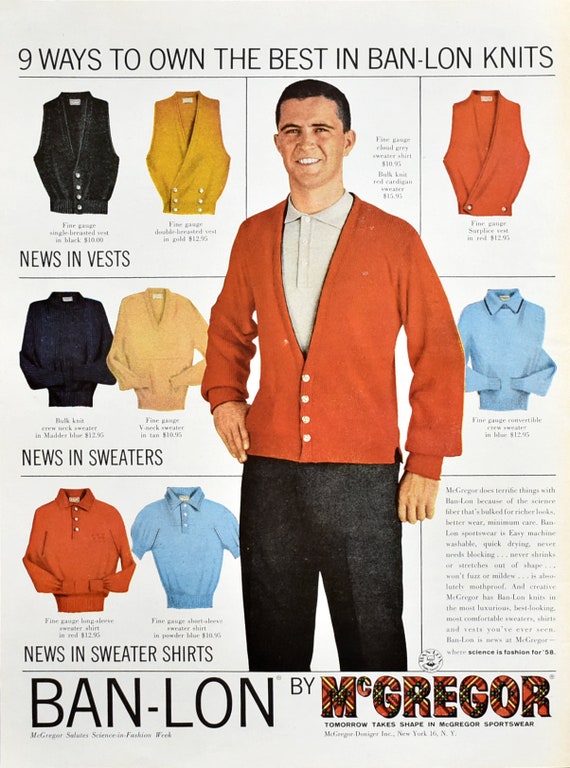 1958 Mcgregor Ban-lon Sweaters Retro Ad 