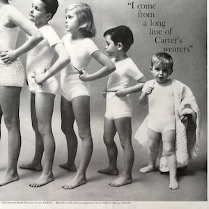 1961 Carter's Underwear Ad 1960s Boys & Girls Spanky Pants, Briefs
