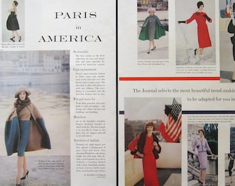 1960 Paris in America Winter Fashion Trends for Women - Retro Sewing Inspiration, Room Decor