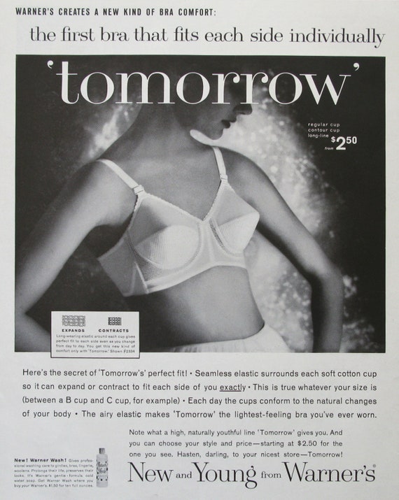 1960 Warner's Bra Ad, Retro Women's Lingerie Ad, Warner's Tomorrow
