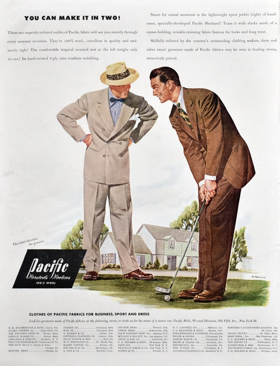 Vintage 1940s Pacific Fabrics Ad, Men's Golf Apparel Ads, Gift for a  Golfer, Midcentury Men's Fashions, Retro Ads, Fun Retirement Art -   Canada