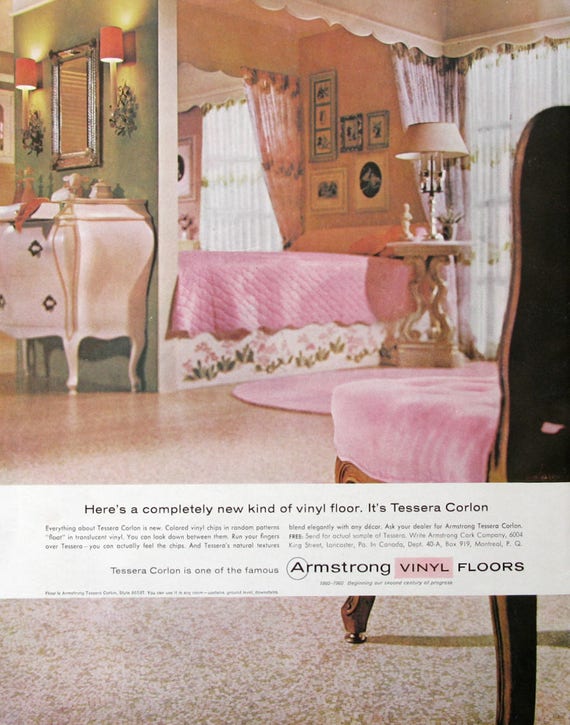 1960 Armstrong Vinyl Floors Ad Retro 60s Pink Bedroom Suite - Etsy