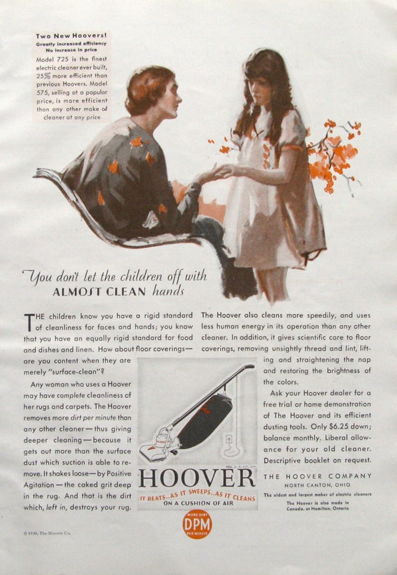 1930 hoover vacuum cleaner ad 1930s mother daughter art etsy cleaner ads