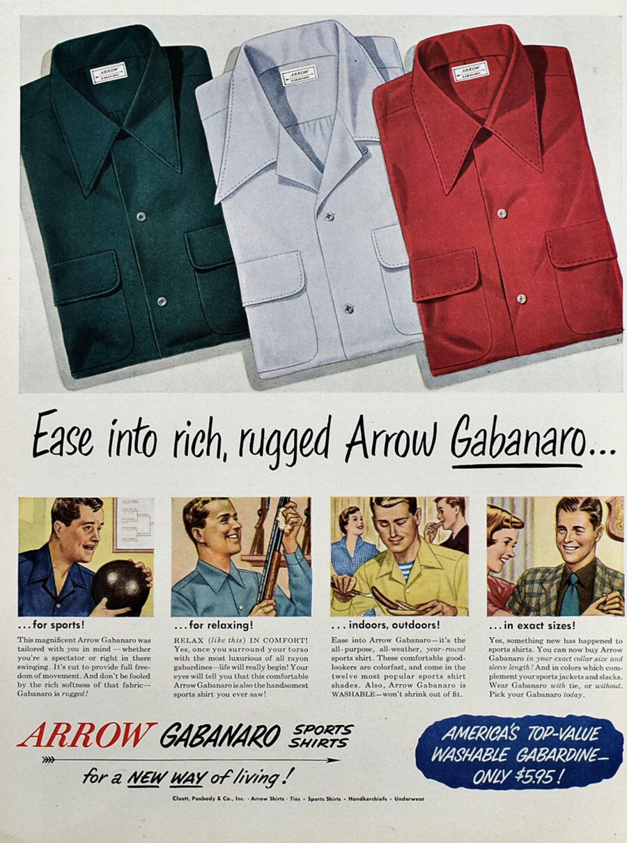 1950 Arrow Shirts Ad Vintage Clothes Ad 1950s Man Art Gabanaro Sports Shirts for Men 1950s Style Wall Art Etsy