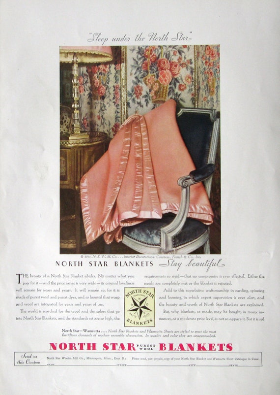 1931 North Star Blankets Ad 1930s Decorating Ideas Vintage Etsy