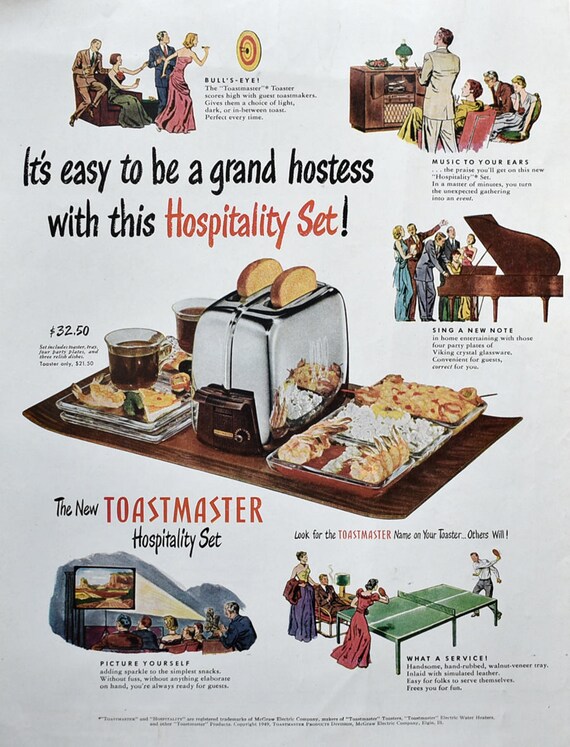 1950 Toastmaster Hospitality Set Advertisement 1950s Party Etsy