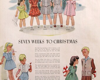 1945 McCalls Patterns Advertisement - Children's Clothing - 1940s Sewing Designs - Boys & Girls Christmas Clothes - Vintage Fashion Prints