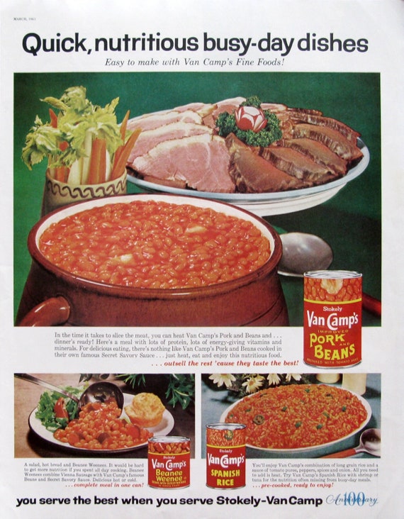 1961 Van Camps Pork & Beans Ad - 1960s Nostalgia - Retro Cabin 