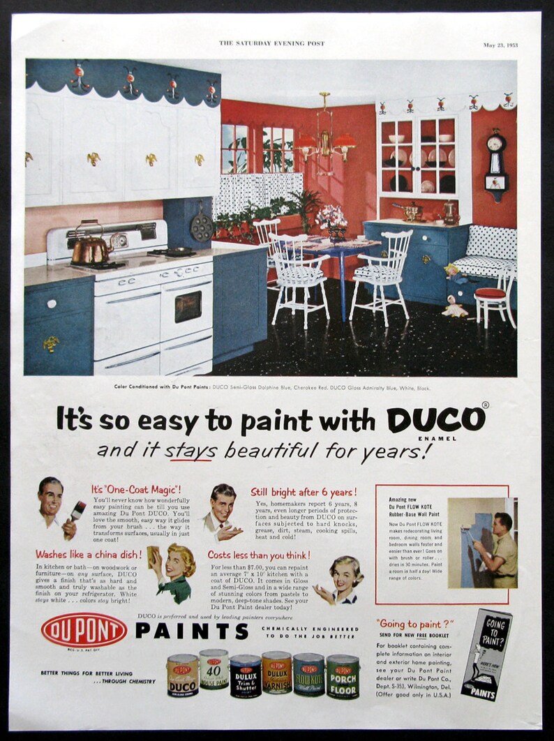 1953 Duco Enamel Paint Ad Retro 1950s Kitchen Decor Etsy UK