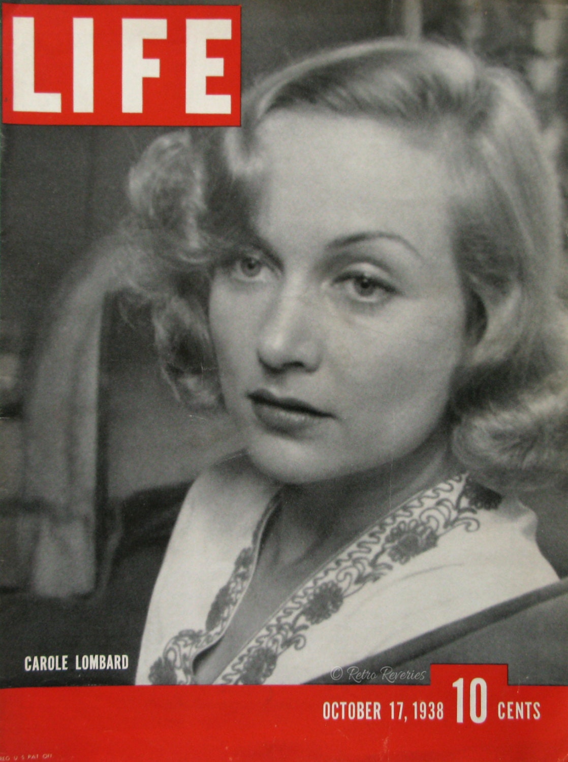 Carole Lombard Portrait 1938 LIFE Magazine Cover Retro Home Decor Vintage 1930s Old Hollywood Nostalgia