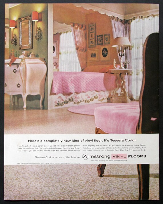 1960 Armstrong Vinyl Floors Ad Pink Bedroom Suite Decor 1960 Armstrong Vinyl Floors Ad Pink, Armstrong Design A Room