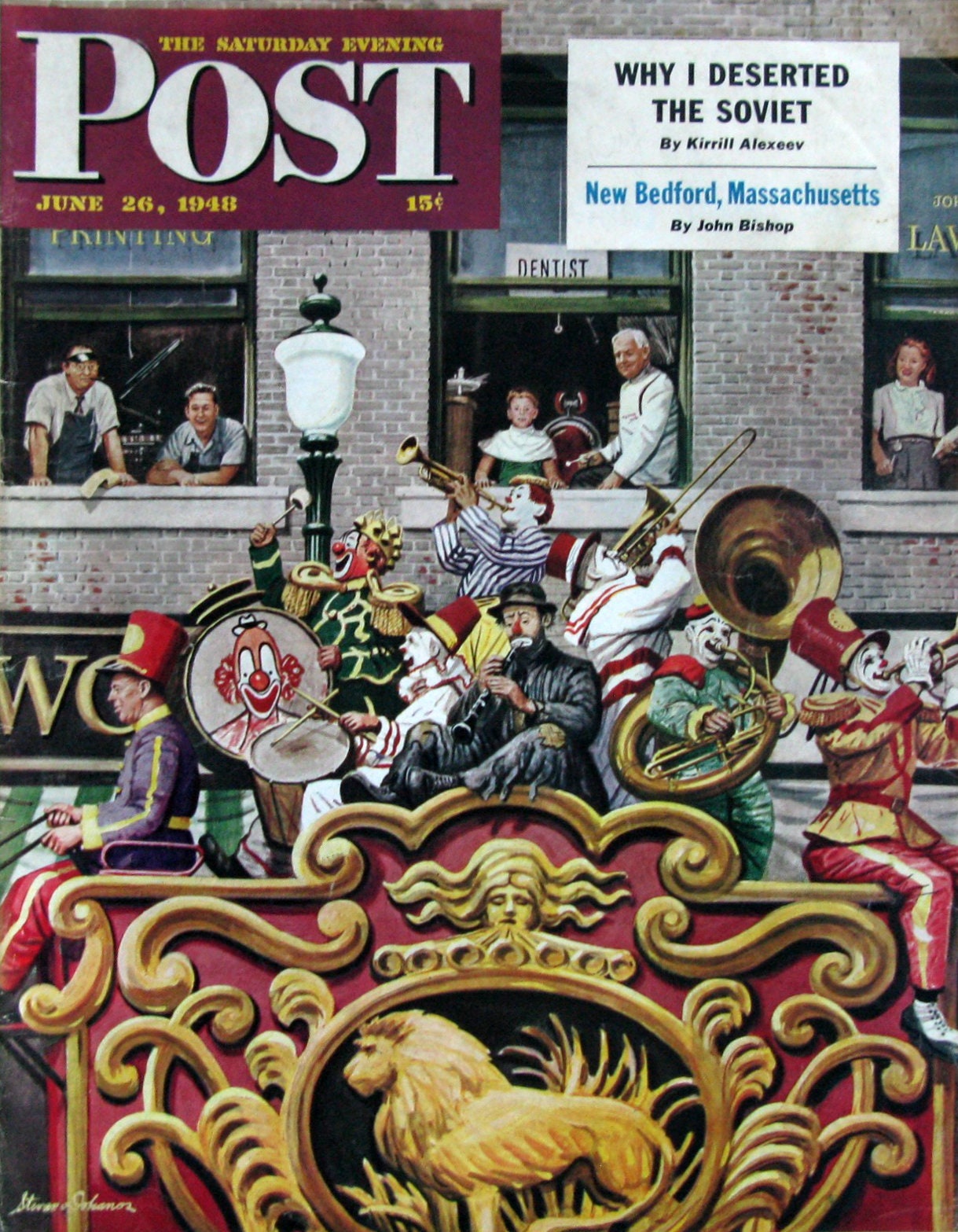 1945 Circus Clown Band Parade Float Fun Saturday Evening Etsy