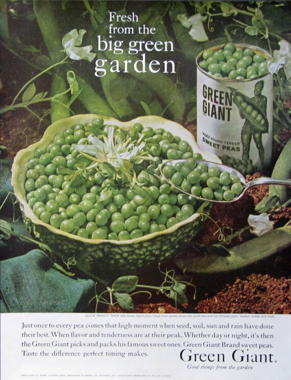 1960 Jolly Green Giant Canned Sweet Peas Ad American Cuisine Etsy