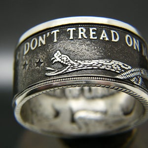 Don&#39;t Tread On Me Silver Coin Ring