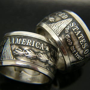 Morgan Silver Dollar Coin Ring, New Double Banding