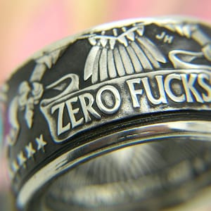 Zero Fucks Eagle Coin Ring