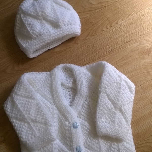 Tunisian Crochet Baby Pattern - Tunisian Diamond Baby Hat and Jacket