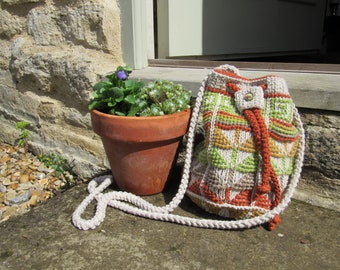Stable Hill drawstring bag Tunisian crochet-in-the-round pattern