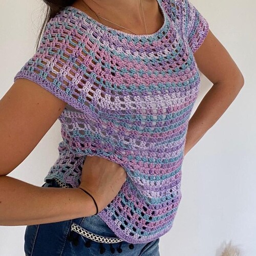 Verity Crochet Top Pattern Crochet Mesh Top Pattern Summer - Etsy