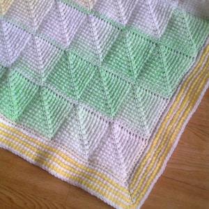 Tunisian Crochet Pattern - Tunisian Diamond entrelac baby blanket